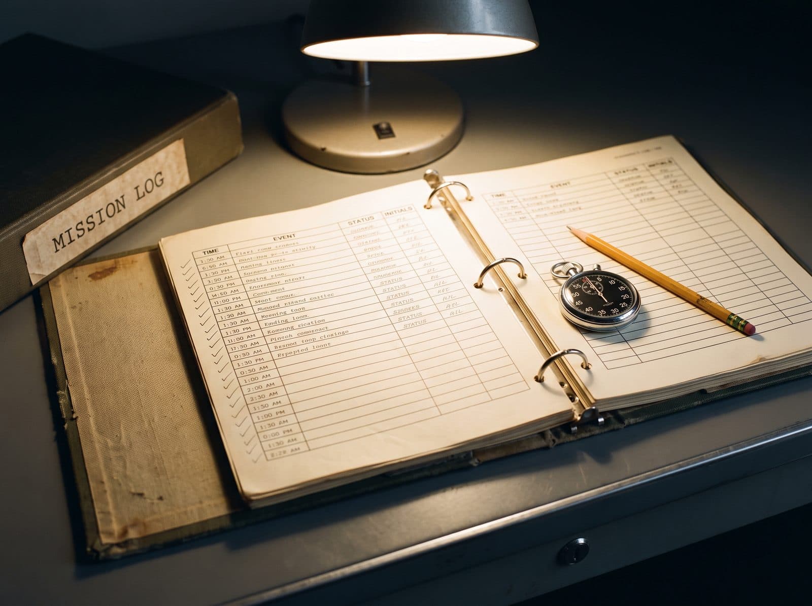 Marcus Webb's mission log binder